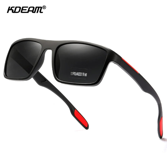 KDEAM Rectangular Ultra Light Sports Sunglasses Men Polarized TAC 1.1mm Thickness Lens Driving Sun Glasses Women Cat.3