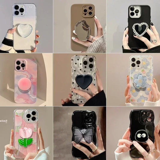 with Heart Holder Red Phone Cases with Holder For iPhone 16 Case 15 Pro Max 14 Plus 13 12 11 Griptok Case with Grip Socket