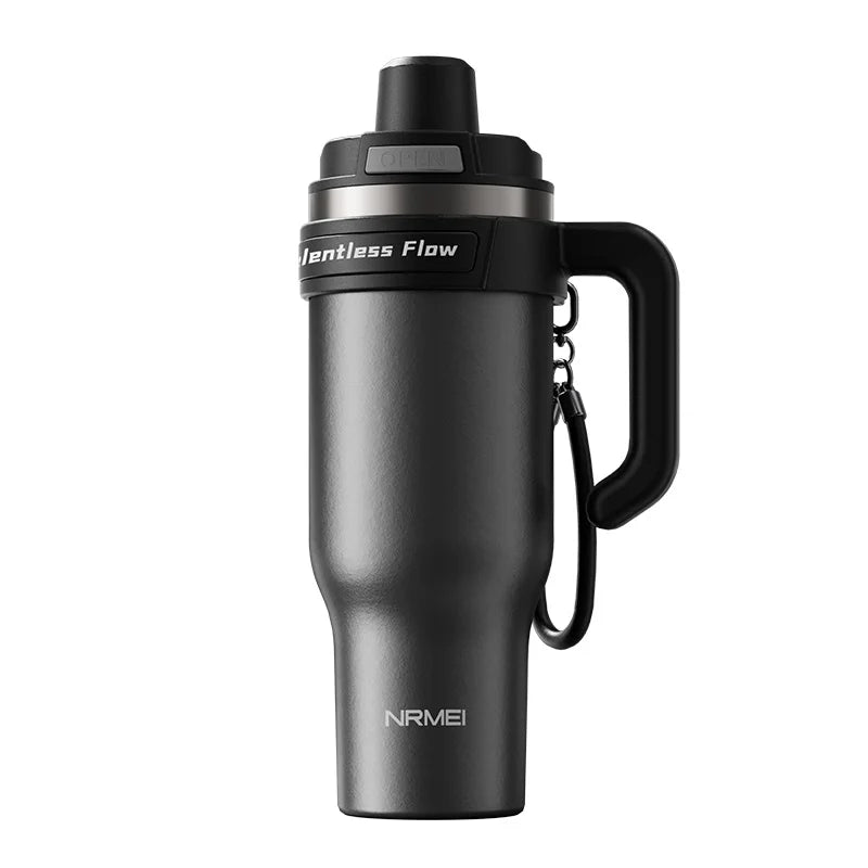 Large Tumbler Ceramic Inner with Handle Straw Cold Insulated Water Bottle Car Cup Multipurpose Fitness