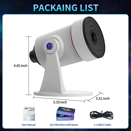 Galaxy Projector with 10 Slides Image Planetarium BedRoom Decor Lights 360° Rotation 1/2/4Timer off &8 LED Color Night Light