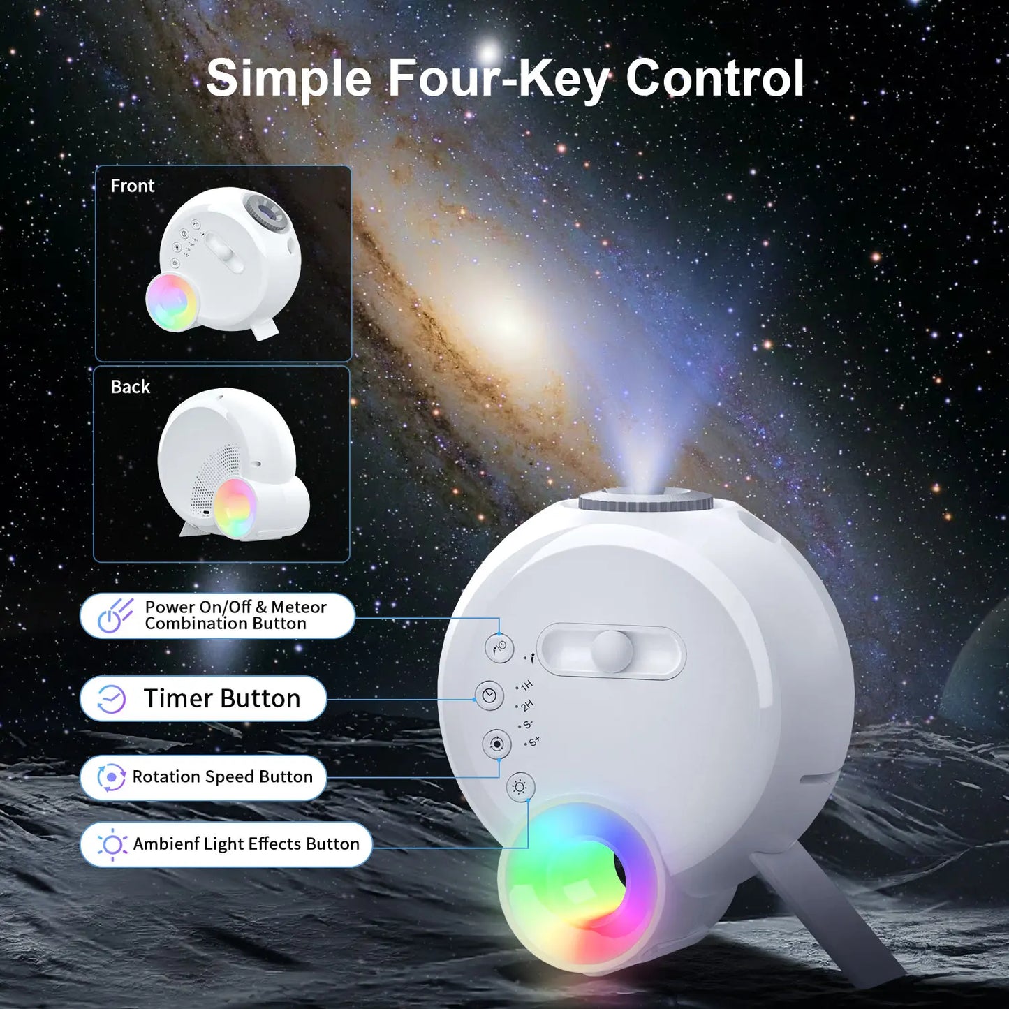 Galaxy Projector for Bedroom 4K HD Image Planetarium Projector 13-in-1 Kids Night Light Projector 360° Rotation (White)