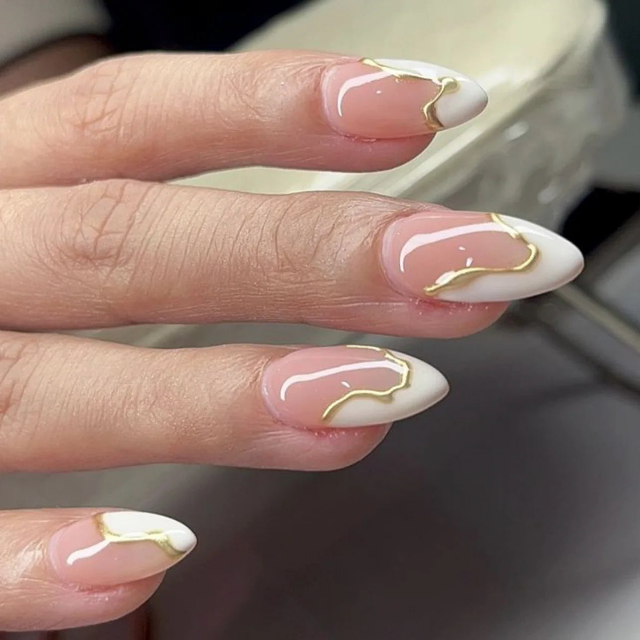 French Fake Nails Red Five-pointed Star False Nails Full Cover Press on Nail Tips y2k Nail Art Almond Artificial Nail Patches