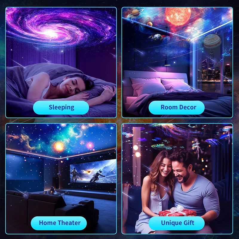 Planetarium Galaxy Ceiling Projector for Bedroom with HD Wider Projection Image Ceiling Lights 360° Rotation 1/2/4Timer
