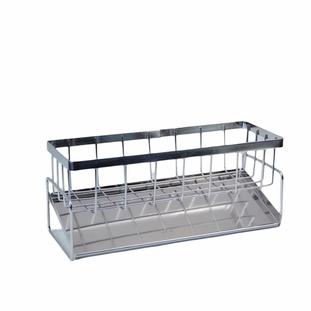 Stainless Steel Metal Sponge Holder Multi-Functional Space-Saving Sink Shelf Rust-Proof Automatic Drainage Sink Organizer Sink