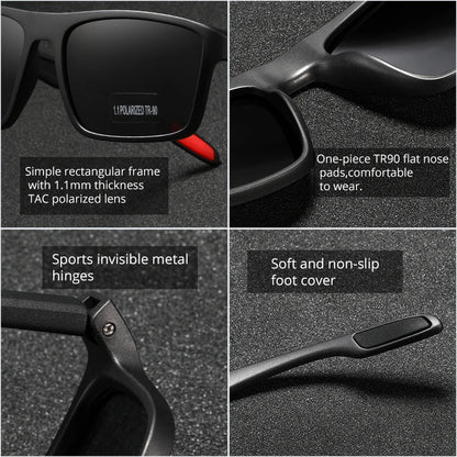 KDEAM Rectangular Ultra Light Sports Sunglasses Men Polarized TAC 1.1mm Thickness Lens Driving Sun Glasses Women Cat.3