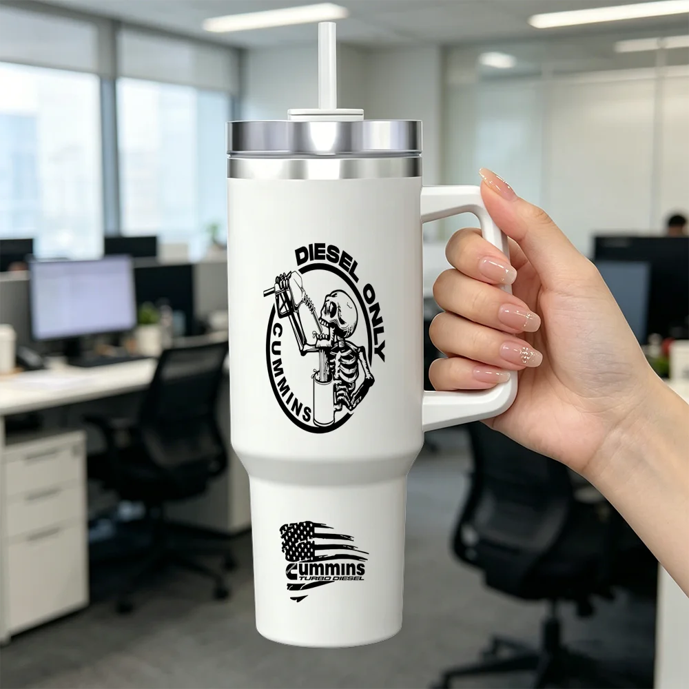 Powered by Cummins Vacuum Flasks 40oz Stainless Steel Insulated Tumbler with Handle Straw