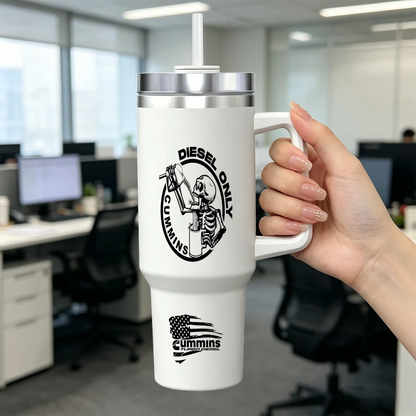 Powered by Cummins Vacuum Flasks 40oz Stainless Steel Insulated Tumbler with Handle Straw