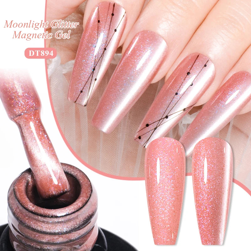 7ml Aurora Cat Magnetic Gel Nail Polish Blue Nails Sparkling Glitter Semi-Permanent Nail Art Soak Off UV Gel Varnish Manicure