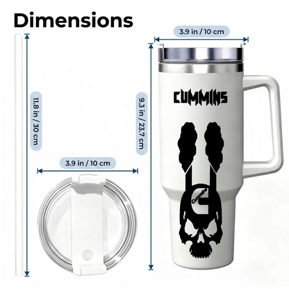 Powered by Cummins Vacuum Flasks 40oz Stainless Steel Insulated Tumbler with Handle Straw