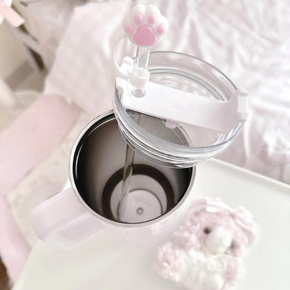 Large Cat Tumbler - Cute 304 Stainless Steel Straw Mug, Insulated Water Bottle for Home Car,Leak Proof Travel Cup,Gift for Women