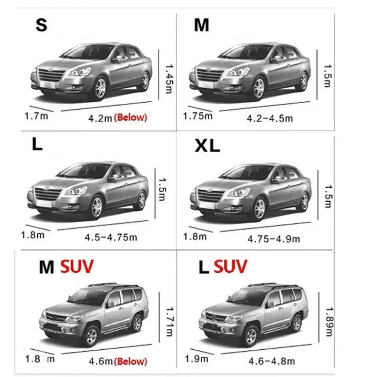 Car Cover Outdoor Protection Full Exterior Snow Cover Sunshade Dustproof Protection Cover Universal for Hatchback Sedan SUV