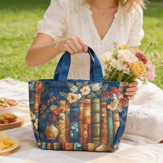 Quilted Tote Bags Book Design Quilted Purse Vintage Shoulder Bag for Women for Teacher Students School College Work Travel