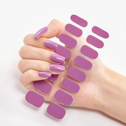 16p solid color stickers nail art supplies European and American simple decals oil film decals press on nails stickers designer