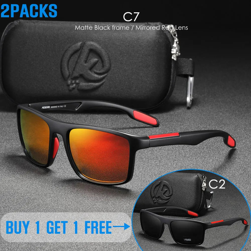 KDEAM Rectangular Ultra Light Sports Sunglasses Men Polarized TAC 1.1mm Thickness Lens Driving Sun Glasses Women Cat.3