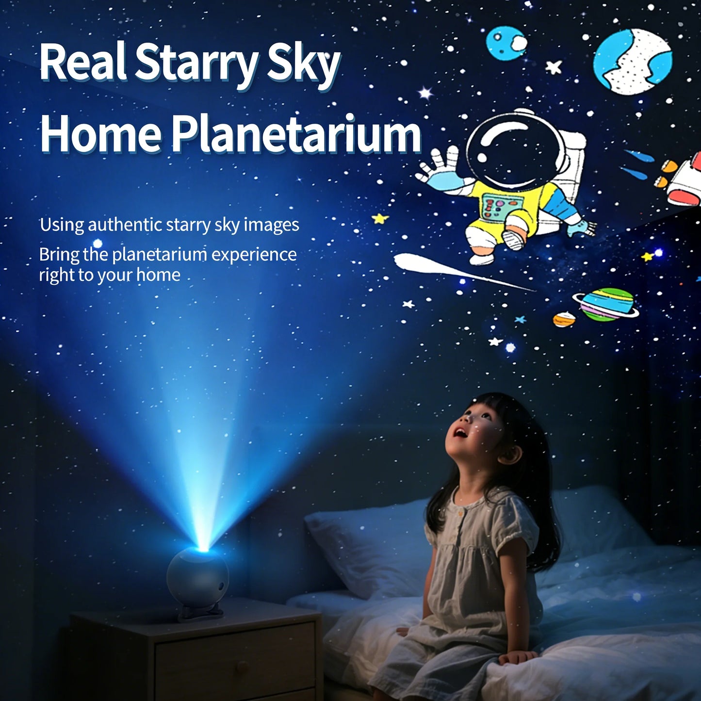 360° Rotatable Galaxy Star Projector with 12 HD Films Eye-Caring Night Light Home Planetarium for Bedroom Kids Room Gaming Decor