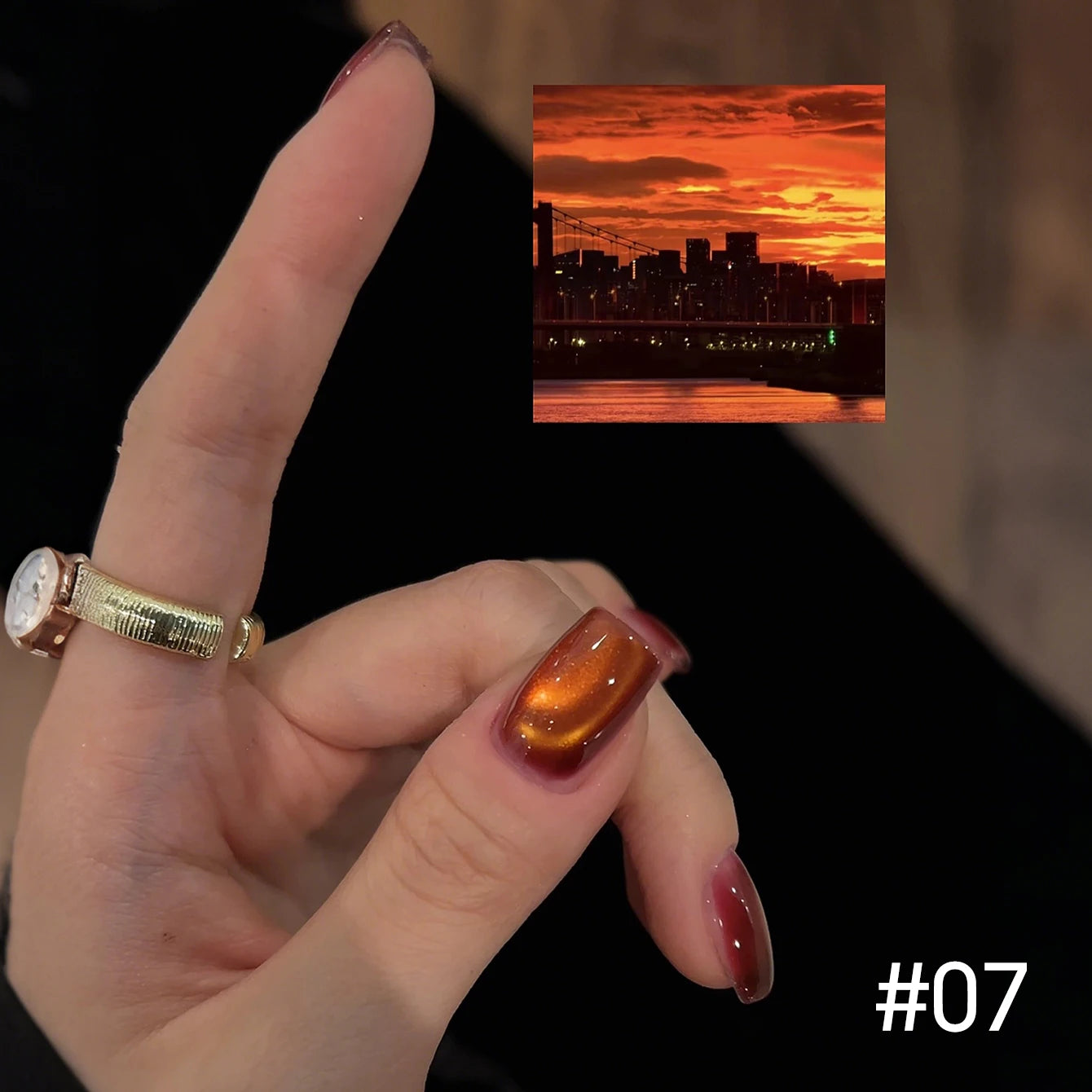 MIANEL 10ml Winter Nails Sea Sunset Golden Light Cat Eye Gel Nail Polish Satin Glass Beads Nail Polish Black Nails 1-10pcs