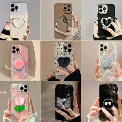 with Heart Holder Red Phone Cases with Holder For iPhone 16 Case 15 Pro Max 14 Plus 13 12 11 Griptok Case with Grip Socket