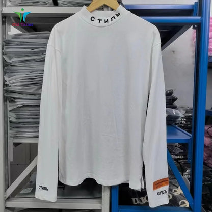 Trend Letters Embroidery High Collar Brand T-shirt Best Quality Summer Solid Colour Fashion Premium Tee Mens Womens Tops