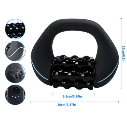 Electric Rolling Percussive Massager for Body Relaxing Handheld Deep Tissue Massage Tool for Runners Post‑run Muscle Recovery