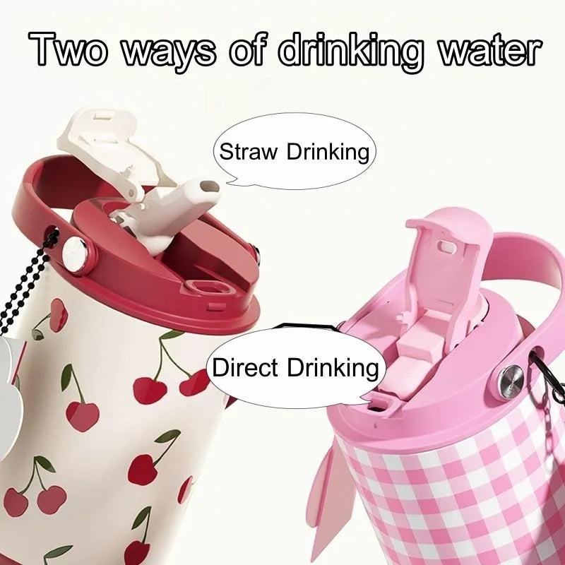 Cute Tumbler 750ML Water Bottle 316 Stainless Steel Vacuum Thermos Bottle Insulated Portable Thermos Cup Gift For Woman Girl