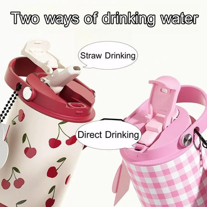 Cute Tumbler 750ML Water Bottle 316 Stainless Steel Vacuum Thermos Bottle Insulated Portable Thermos Cup Gift For Woman Girl