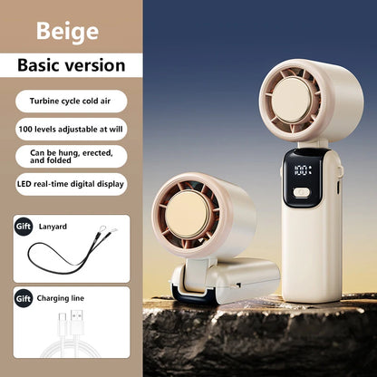 Lenovo Ice Cooling Handheld Fan 100 Speeds Turbo Portable USB Desk Fan Foldable/Hangable for Outdoor Fast Chill Ice Compress