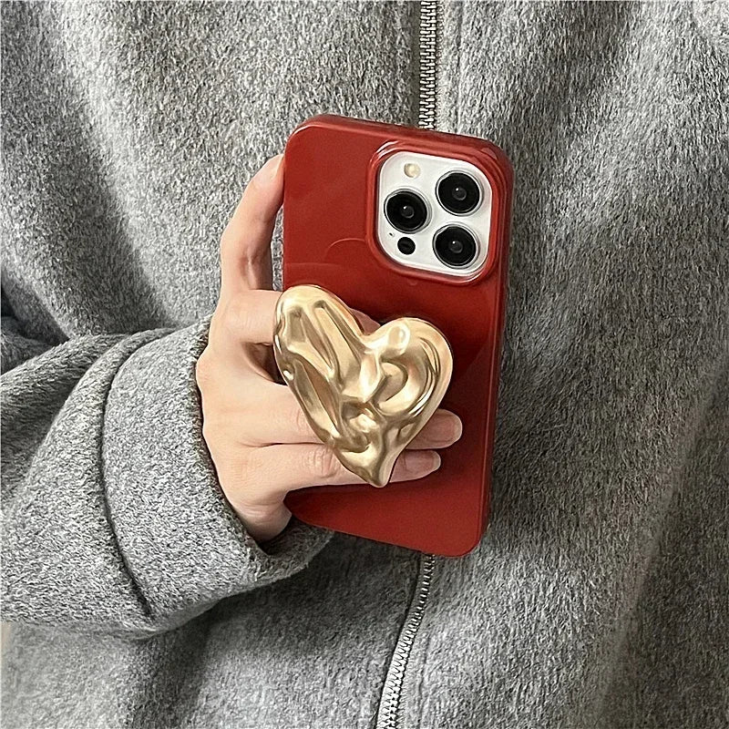 with Heart Holder Red Phone Cases with Holder For iPhone 16 Case 15 Pro Max 14 Plus 13 12 11 Griptok Case with Grip Socket