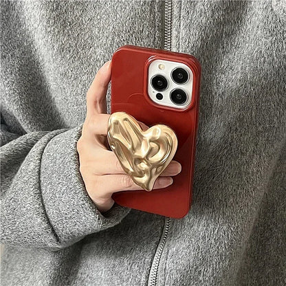 with Heart Holder Red Phone Cases with Holder For iPhone 16 Case 15 Pro Max 14 Plus 13 12 11 Griptok Case with Grip Socket