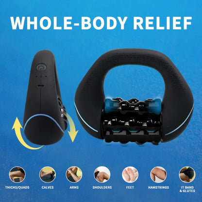 Electric Rolling Percussive Massager for Body Relaxing Handheld Deep Tissue Massage Tool for Runners Post‑run Muscle Recovery