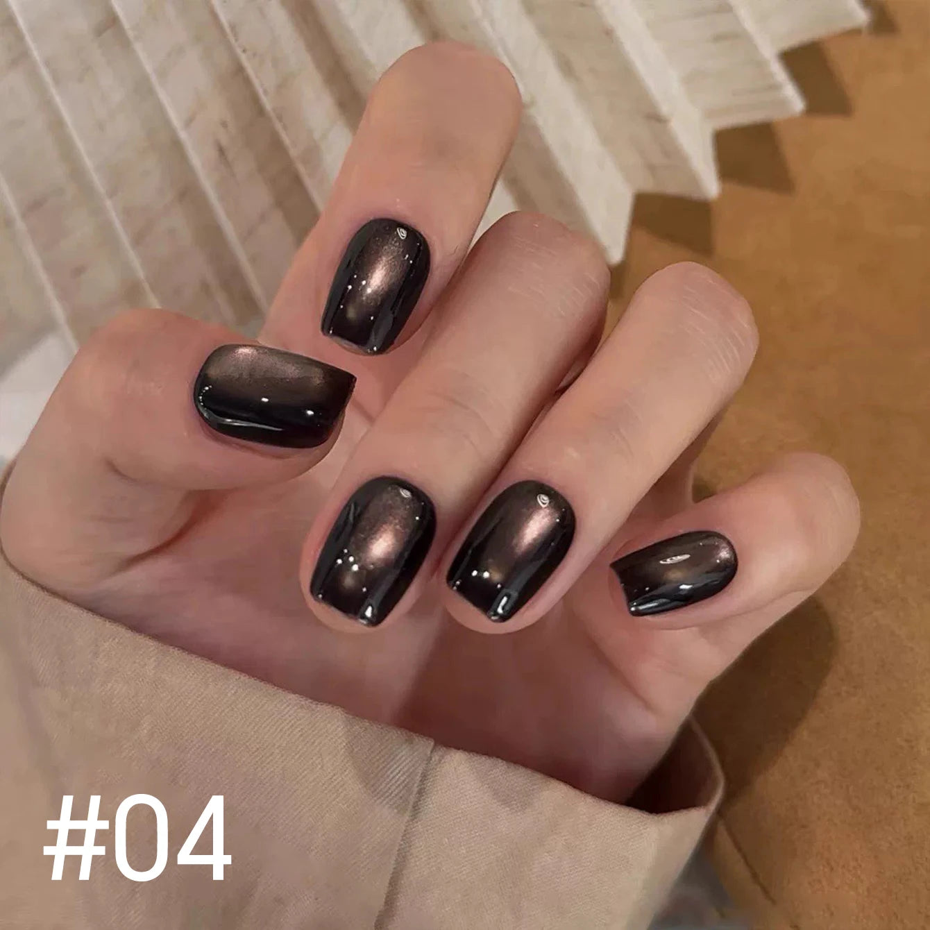 MIANEL 10ml Winter Nails Sea Sunset Golden Light Cat Eye Gel Nail Polish Satin Glass Beads Nail Polish Black Nails 1-10pcs