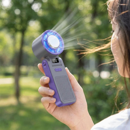 Ice Compress Cool Refrigeration Electric Fan Colorful Lighting Foldable Mini Handheld Fan Powerful Airflow High Wind Speed