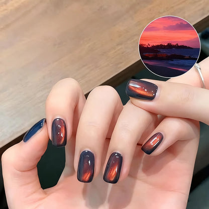 MIANEL 10ml Winter Nails Sea Sunset Golden Light Cat Eye Gel Nail Polish Satin Glass Beads Nail Polish Black Nails 1-10pcs