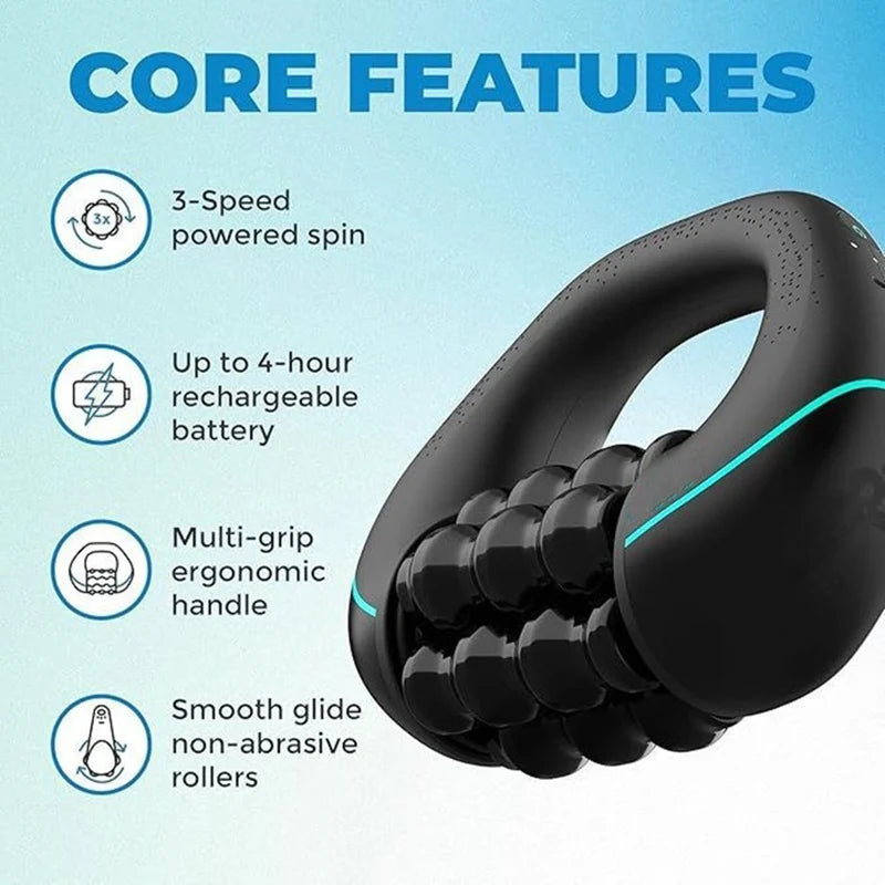 Electric Rolling Massager for Muscle Recovery & Pain Relief - Handheld Deep Tissue Massage Roller for Legs, Arms, Back