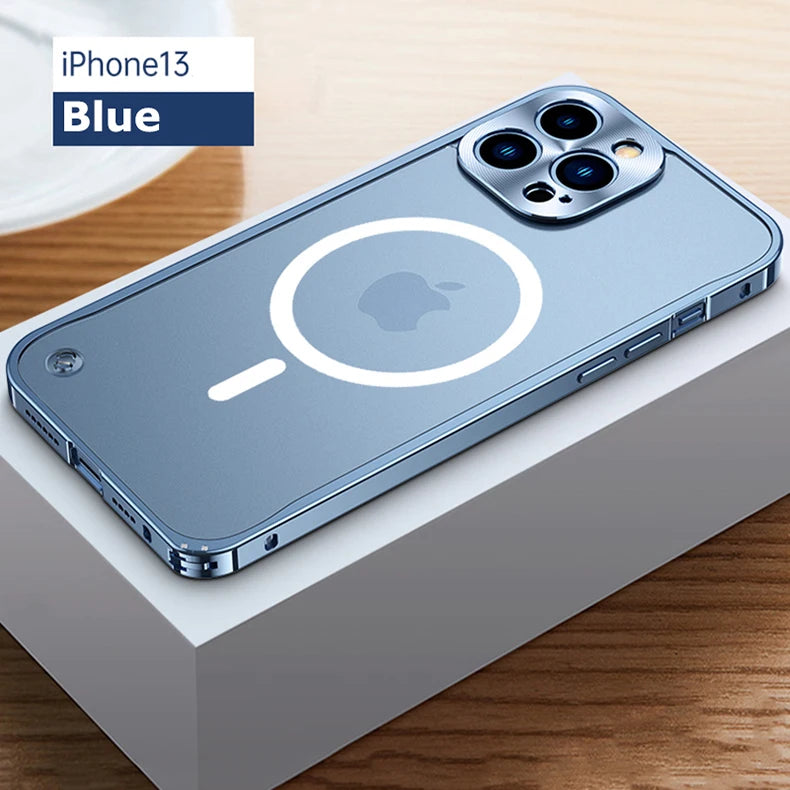 Metal Phone Cases For IPhone 17 Pro 12 13 14 Pro Max Cover Magnetic Aluminum Frame Phone Shell For Iphone 15 12 Mini 13 Pro Max