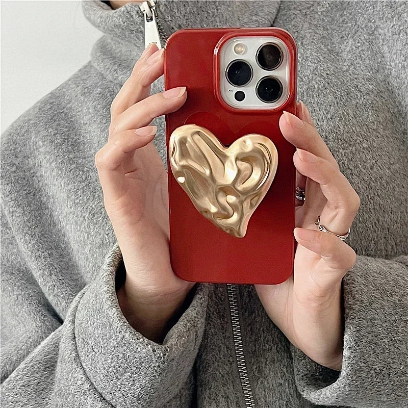 with Heart Holder Red Phone Cases with Holder For iPhone 16 Case 15 Pro Max 14 Plus 13 12 11 Griptok Case with Grip Socket