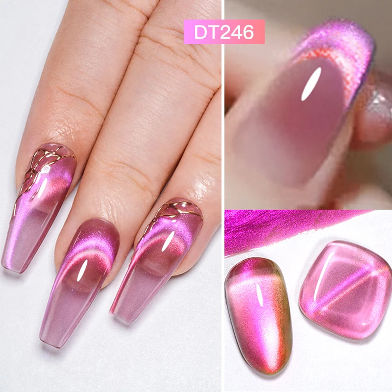 7ml Aurora Cat Magnetic Gel Nail Polish Blue Nails Sparkling Glitter Semi-Permanent Nail Art Soak Off UV Gel Varnish Manicure