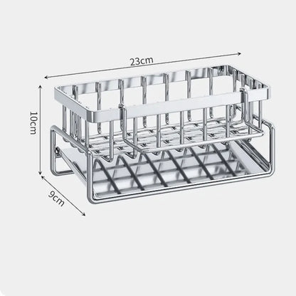 Kitchen Sponge Holder Stainless Steel Sink Drain Rack Soap Drainer Towel Rack Shelf Organizer bathroom Storage Accessories