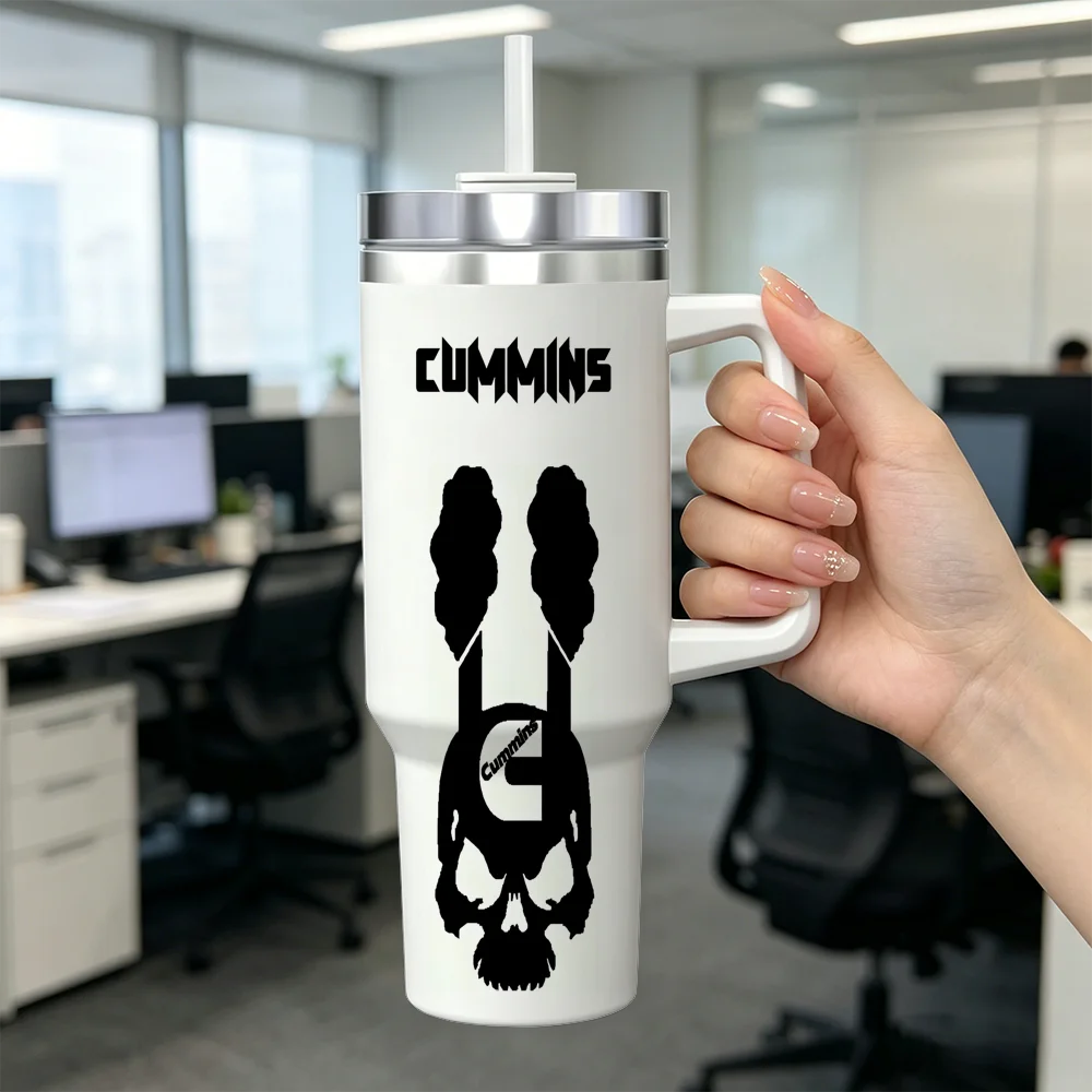 Powered by Cummins Vacuum Flasks 40oz Stainless Steel Insulated Tumbler with Handle Straw