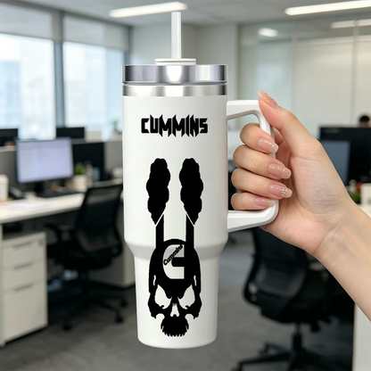 Powered by Cummins Vacuum Flasks 40oz Stainless Steel Insulated Tumbler with Handle Straw