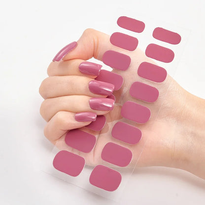 16p solid color stickers nail art supplies European and American simple decals oil film decals press on nails stickers designer