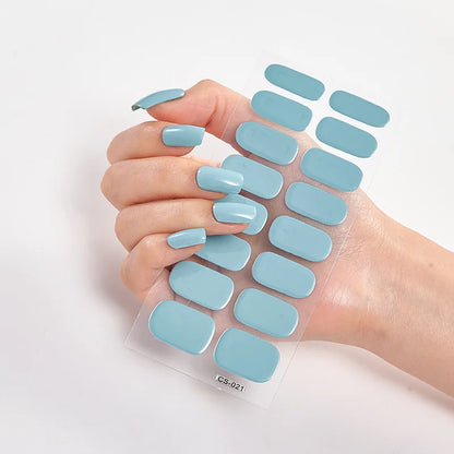16p solid color stickers nail art supplies European and American simple decals oil film decals press on nails stickers designer
