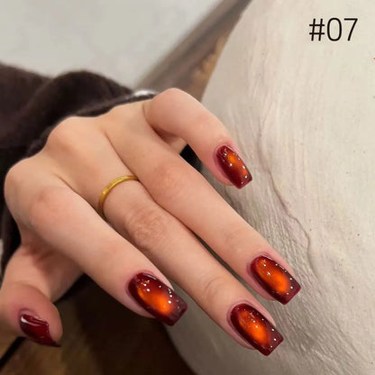 MIANEL 10ml Winter Nails Sea Sunset Golden Light Cat Eye Gel Nail Polish Satin Glass Beads Nail Polish Black Nails 1-10pcs
