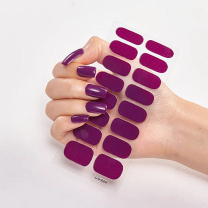 16p solid color stickers nail art supplies European and American simple decals oil film decals press on nails stickers designer