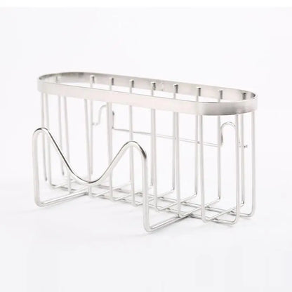 Sink Organizer - Stainless Steel Suction Sponge Stand - Fast-Draining, Easy-Clean Holder with Hook for Modern Kitchens