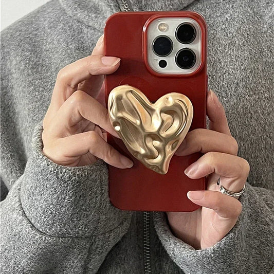 with Heart Holder Red Phone Cases with Holder For iPhone 16 Case 15 Pro Max 14 Plus 13 12 11 Griptok Case with Grip Socket