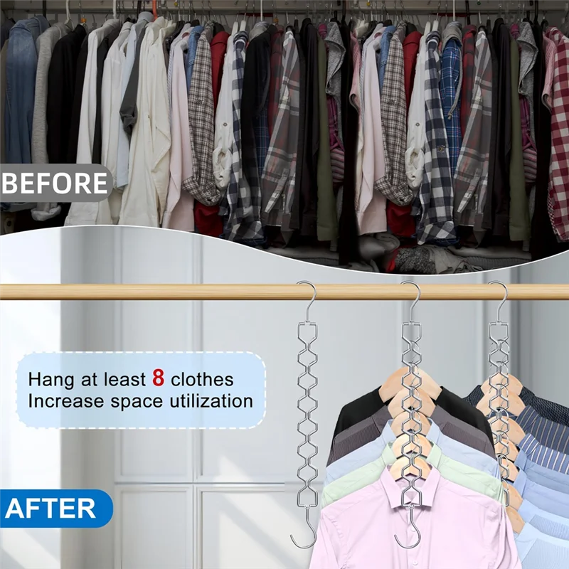 SOFT-6 Pack Heavy Duty Space Saving Hangers For Clothes With 30Lbs Capacity Magic For Clothes Space Saver And 360° Swivel Hook