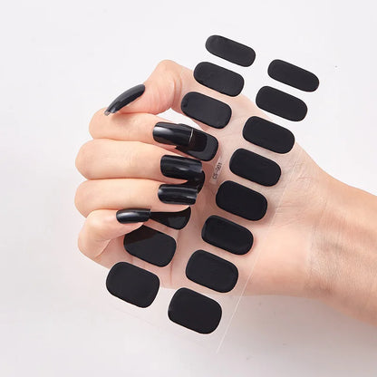 16p solid color stickers nail art supplies European and American simple decals oil film decals press on nails stickers designer