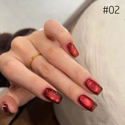 MIANEL 10ml Winter Nails Sea Sunset Golden Light Cat Eye Gel Nail Polish Satin Glass Beads Nail Polish Black Nails 1-10pcs