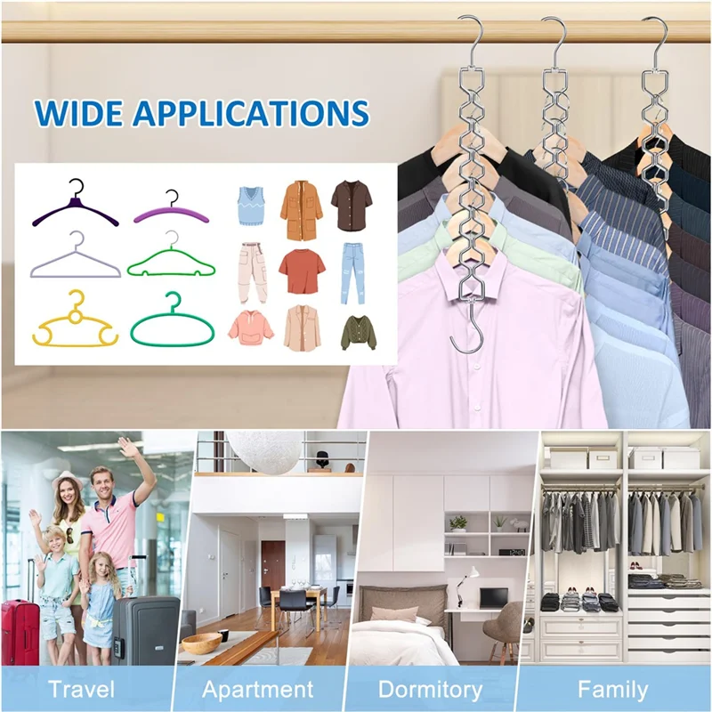 SOFT-6 Pack Heavy Duty Space Saving Hangers For Clothes With 30Lbs Capacity Magic For Clothes Space Saver And 360° Swivel Hook