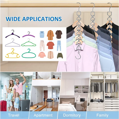 SOFT-6 Pack Heavy Duty Space Saving Hangers For Clothes With 30Lbs Capacity Magic For Clothes Space Saver And 360° Swivel Hook
